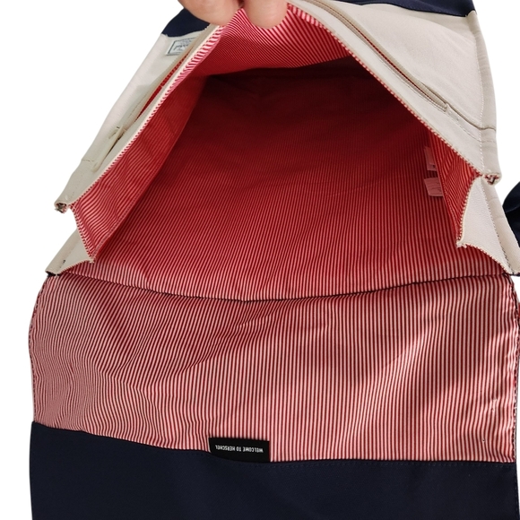HERSCHEL SUPPLY CO. unisex cream navy colorblock City Mid Volume backpack - Picture 11 of 16
